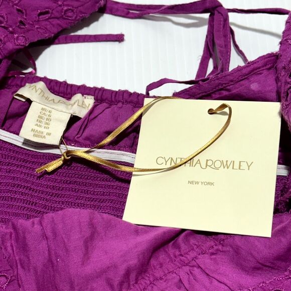 Cynthia Rowley Fit & Flare Mini Dress Women's 6 Purple Eyelet Embroidered NWT - Picture 10 of 11